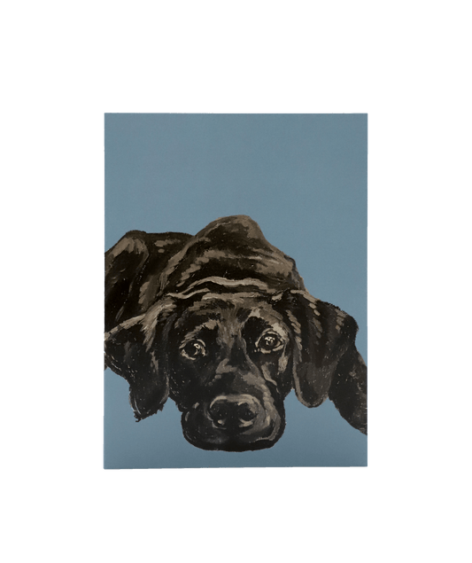 Black Labrador Dark Blue Card