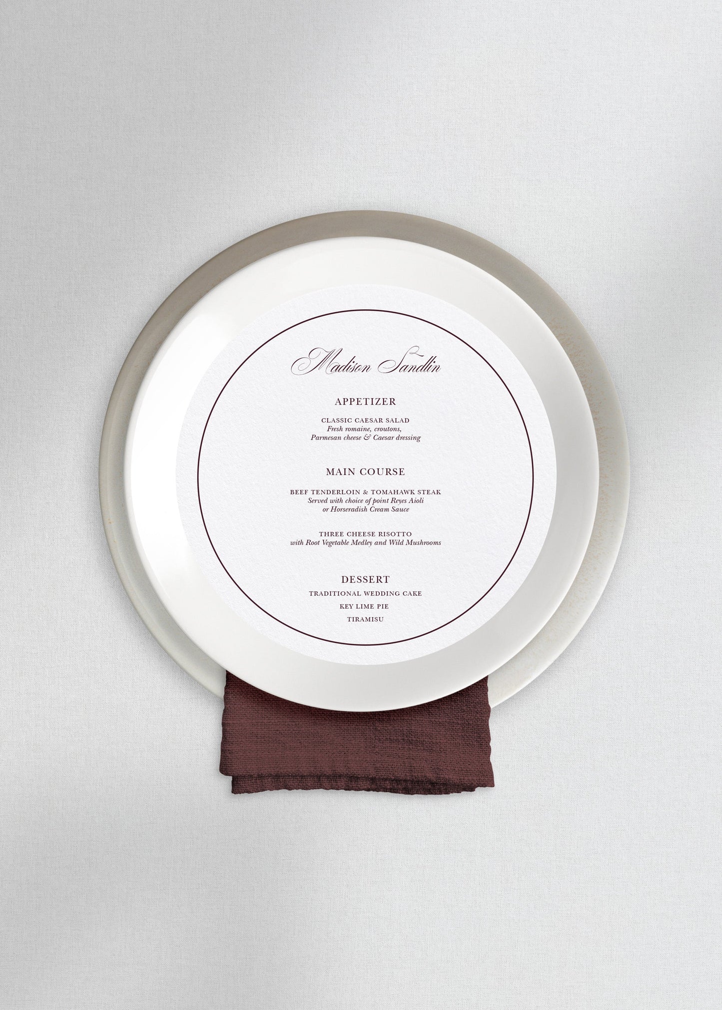 Round Dinner Menus