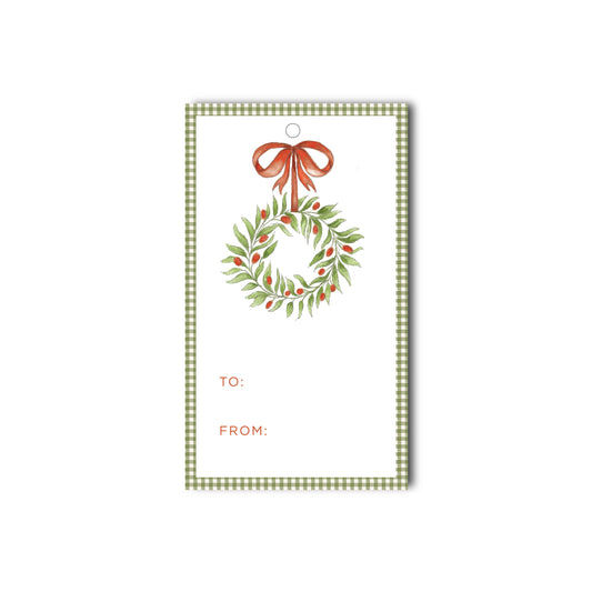 Gingham Christmas Wreath Gift Tags