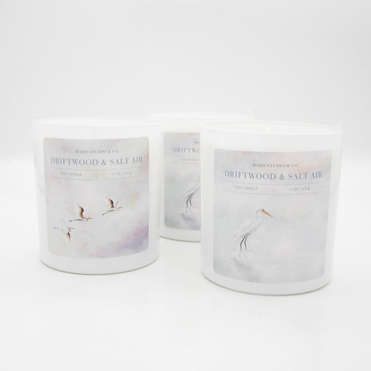 Heron Driftwood Salt Air Soy Candle–11 oz