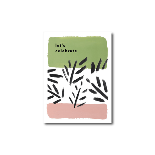 Let's Celebrate Pink + Green Palms Greeting Card