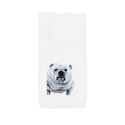 White English Bulldog Tea Towel