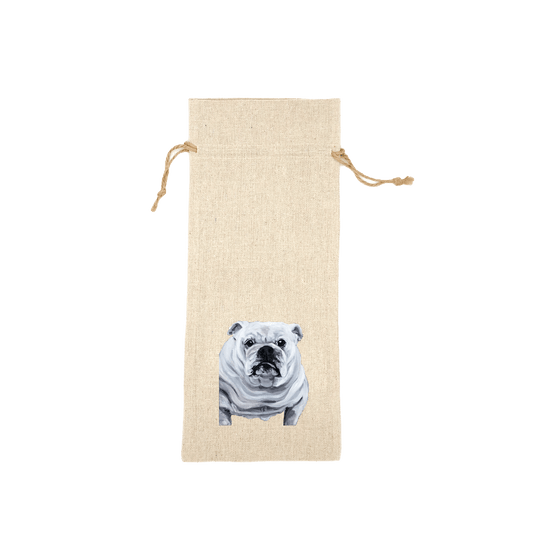 White English Bulldog Wine Bag